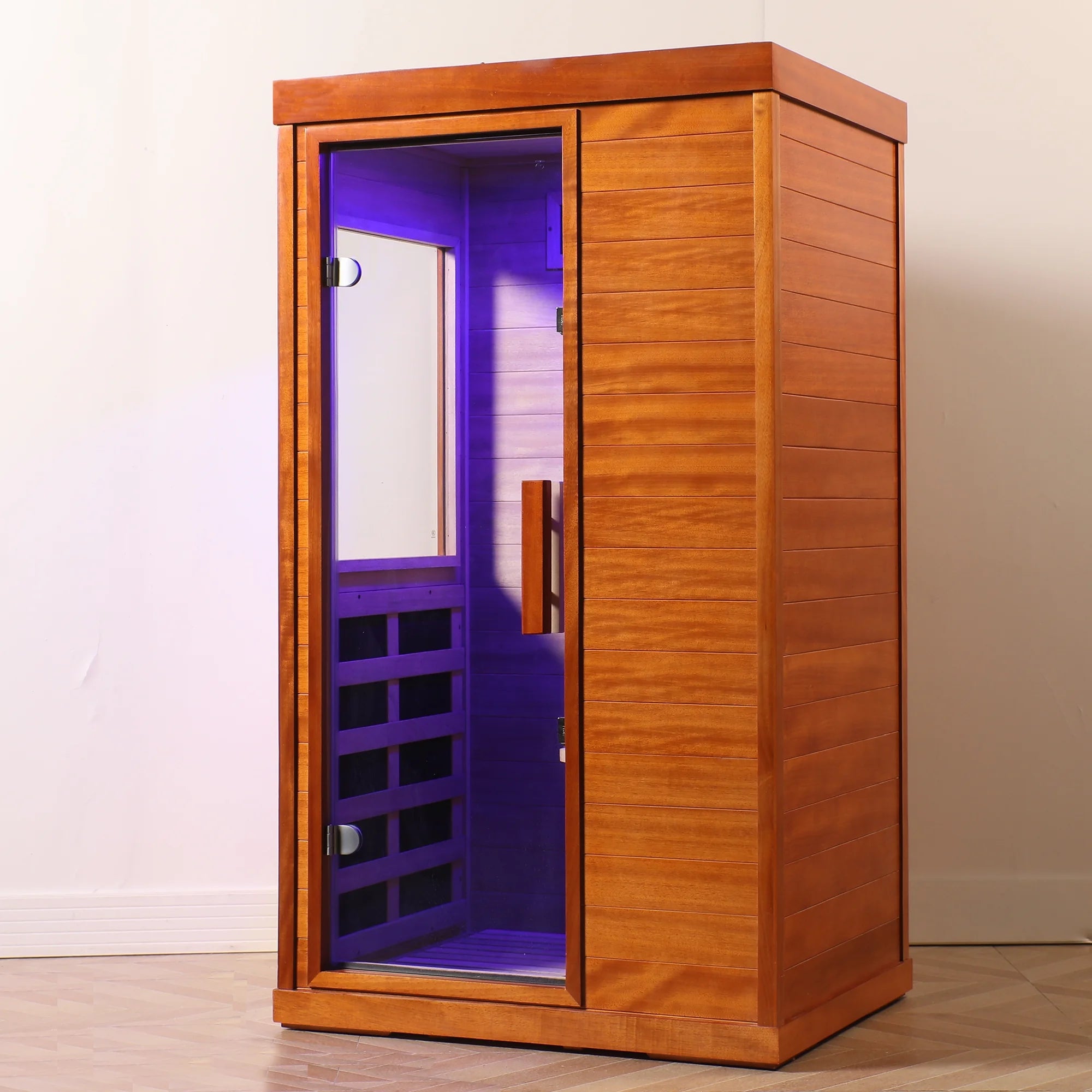 Dry Sauna for Home, 1120W Far Infrared Saunabox with 7-Color Therapy Light, 1-Person Indoor Sauna Room W/ Red Light Therapy, Bluetooth Audio, LED Reading Light, 77-140℉, Multi-Function Settin