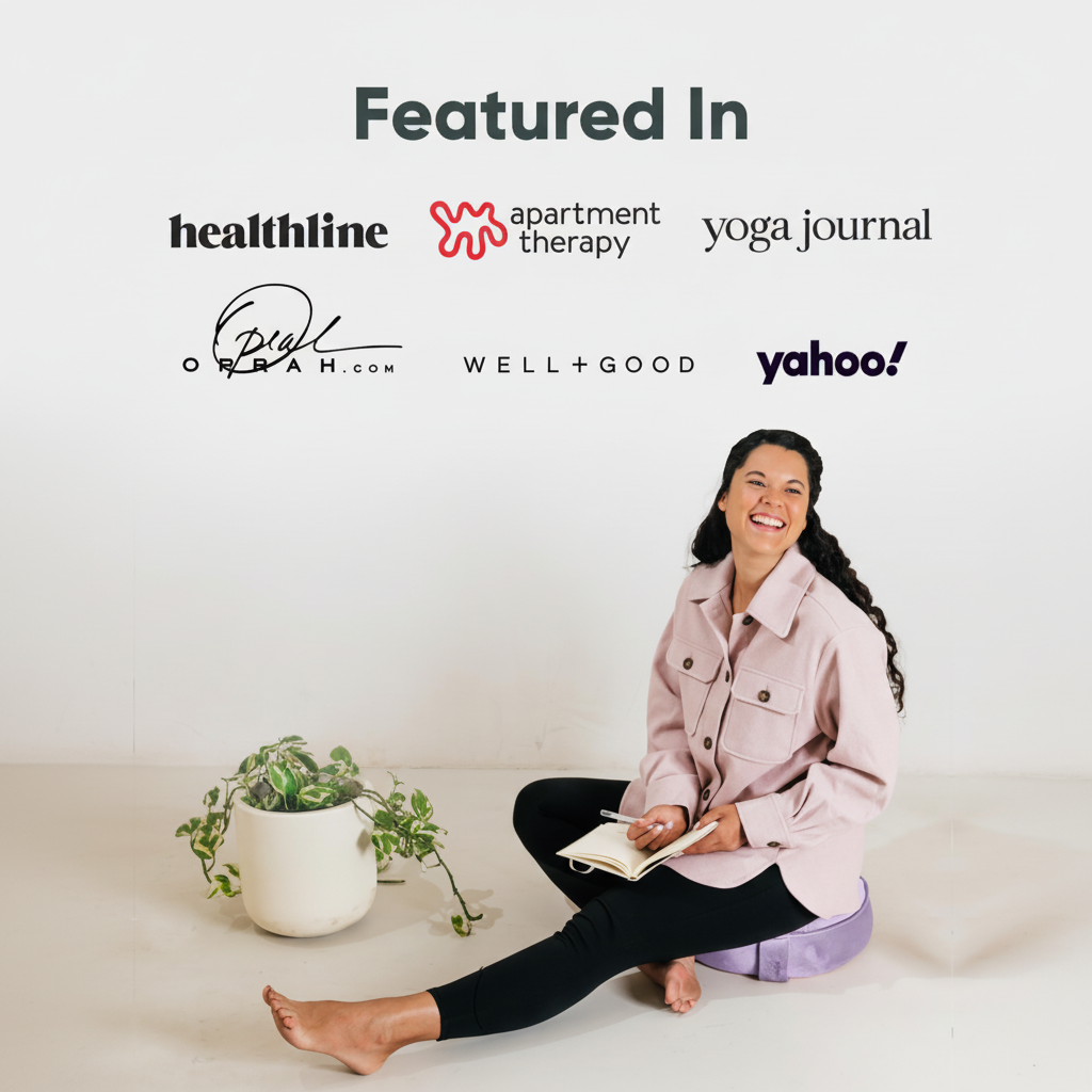 Velvet Meditation Cushion | Luxe Zafu Yoga Floor Pillow Seat | Posture Support | Buckwheat Hull Filled | Large round Cushion with Removable Washable Cover + Carry Handle