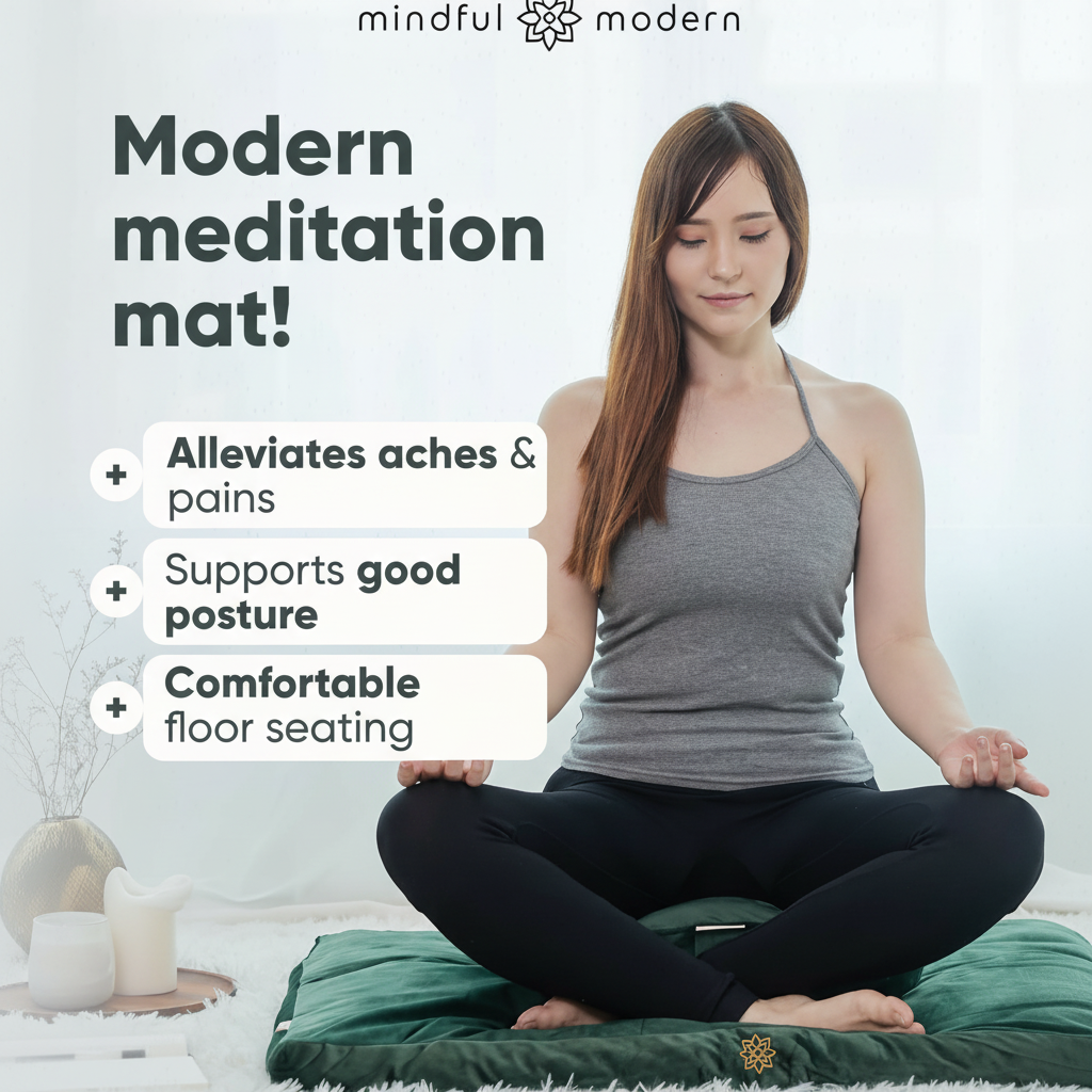 Mindful & Modern Zabuton Meditation Mat - Cotton Filled Yoga and Meditation Pad - Zabuton Meditation Cushion for Kneeling and Sitting Support - Large Rectangular Sitting Floor Pillow for Bench or Zafu