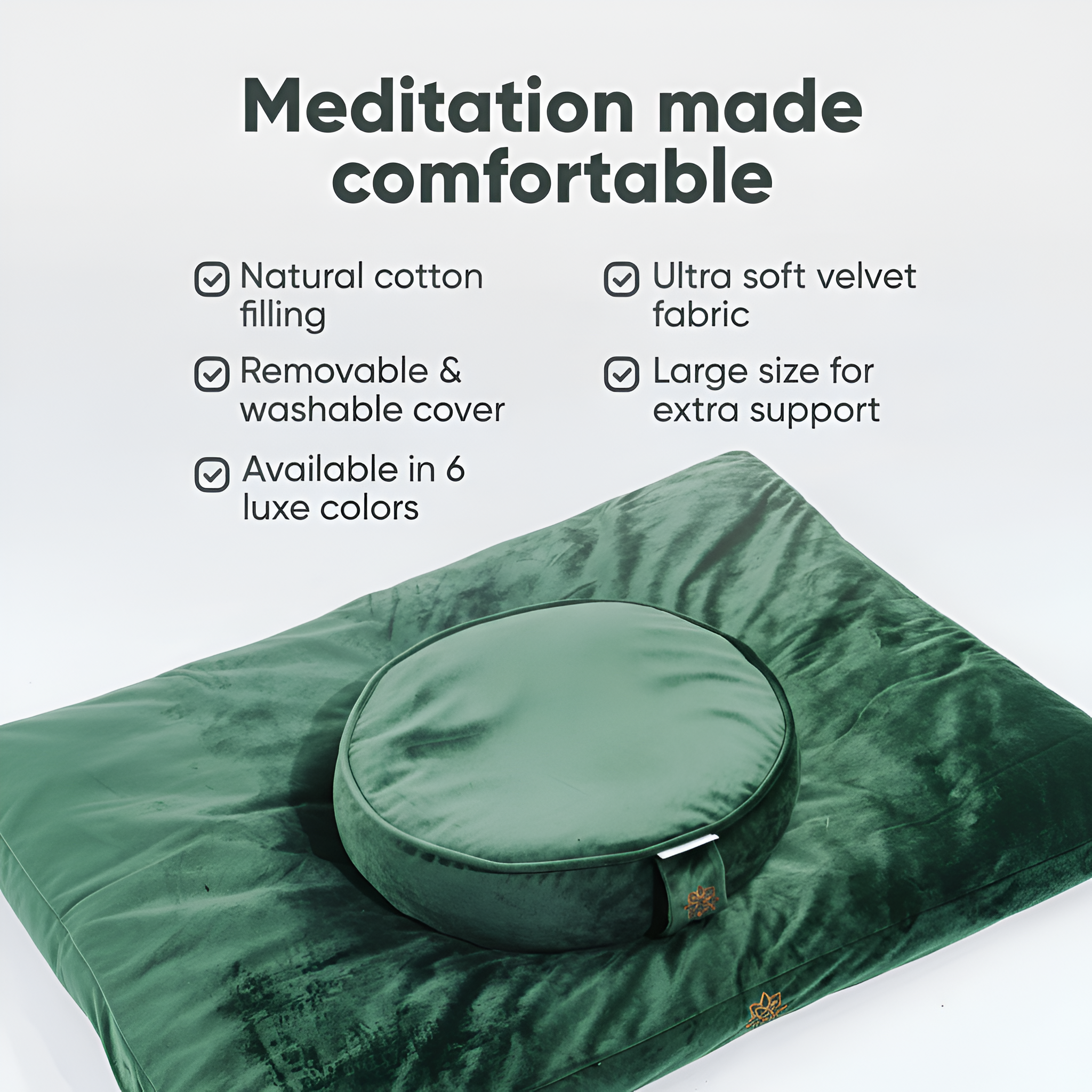 Mindful & Modern Zabuton Meditation Mat - Cotton Filled Yoga and Meditation Pad - Zabuton Meditation Cushion for Kneeling and Sitting Support - Large Rectangular Sitting Floor Pillow for Bench or Zafu