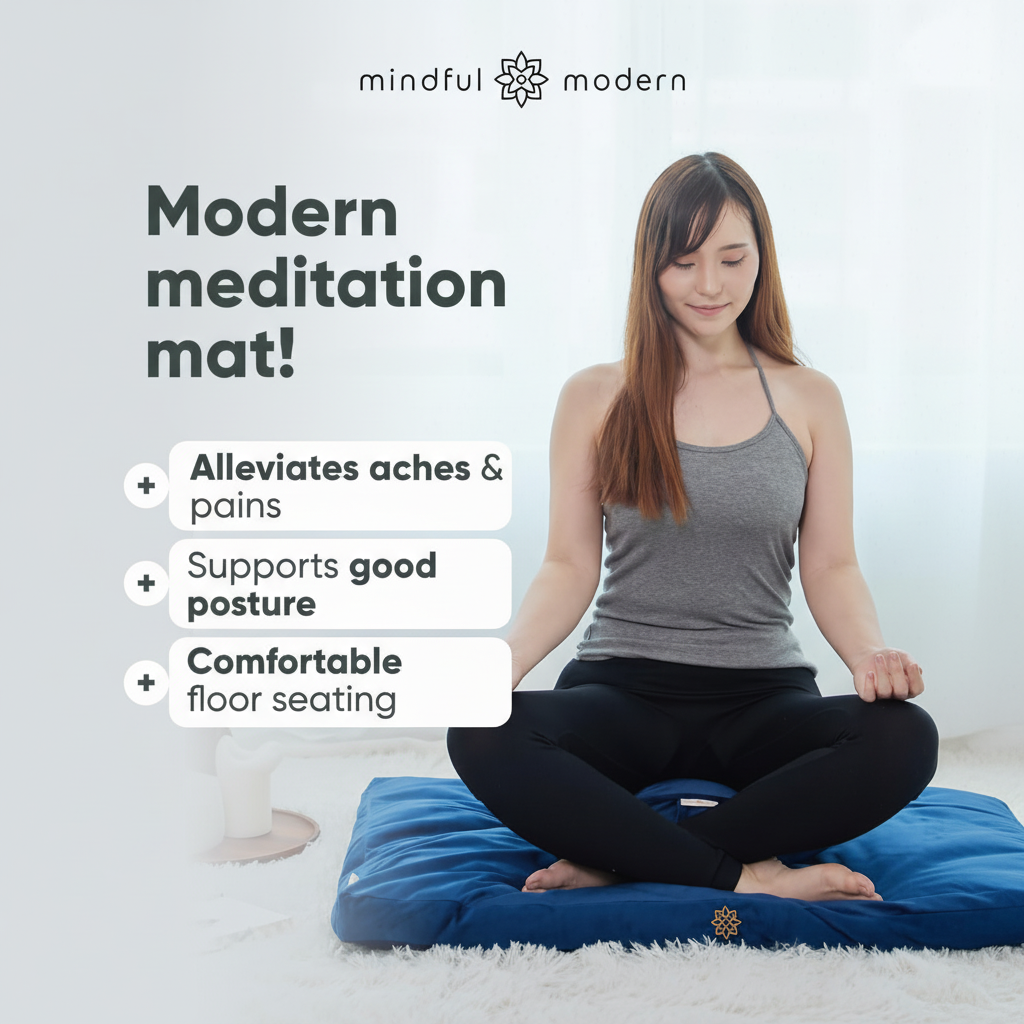 Mindful & Modern Zabuton Meditation Mat - Cotton Filled Yoga and Meditation Pad - Zabuton Meditation Cushion for Kneeling and Sitting Support - Large Rectangular Sitting Floor Pillow for Bench or Zafu