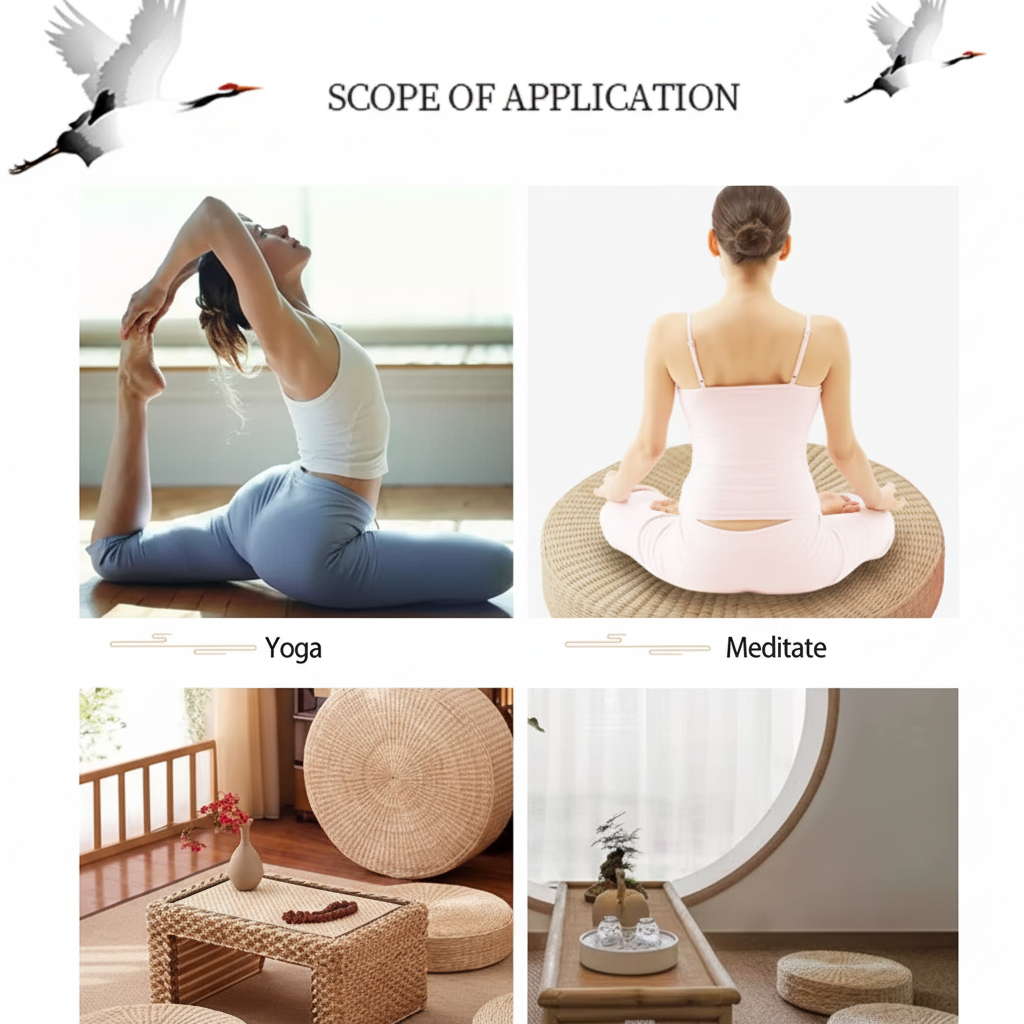 Straw Pouf Seat Mat Meditation Ottoman Home Decor Cushion Buckwheat Floor Seat Cushion Rustic Floor Cushion