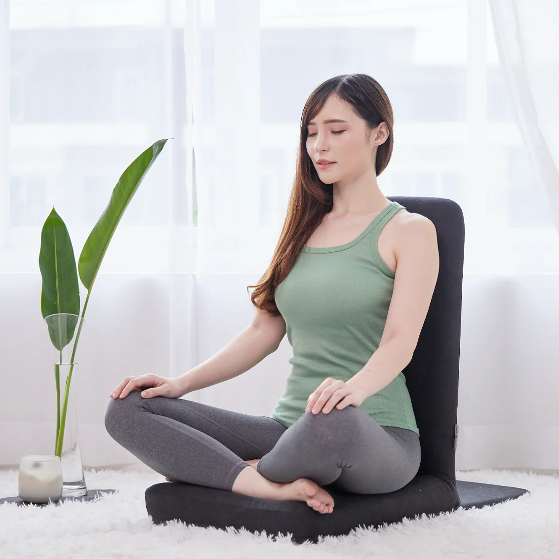 Meditation Chair with Back Support & Bonus Buckwheat Meditation Cushion