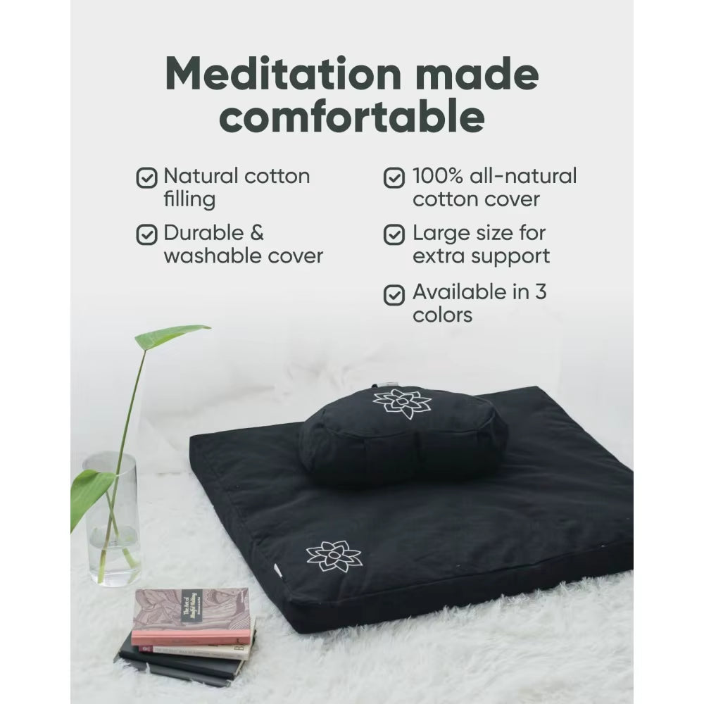 Mindful & Modern Zabuton Meditation Mat - Cotton Filled Yoga and Meditation Pad - Zabuton Meditation Cushion for Kneeling