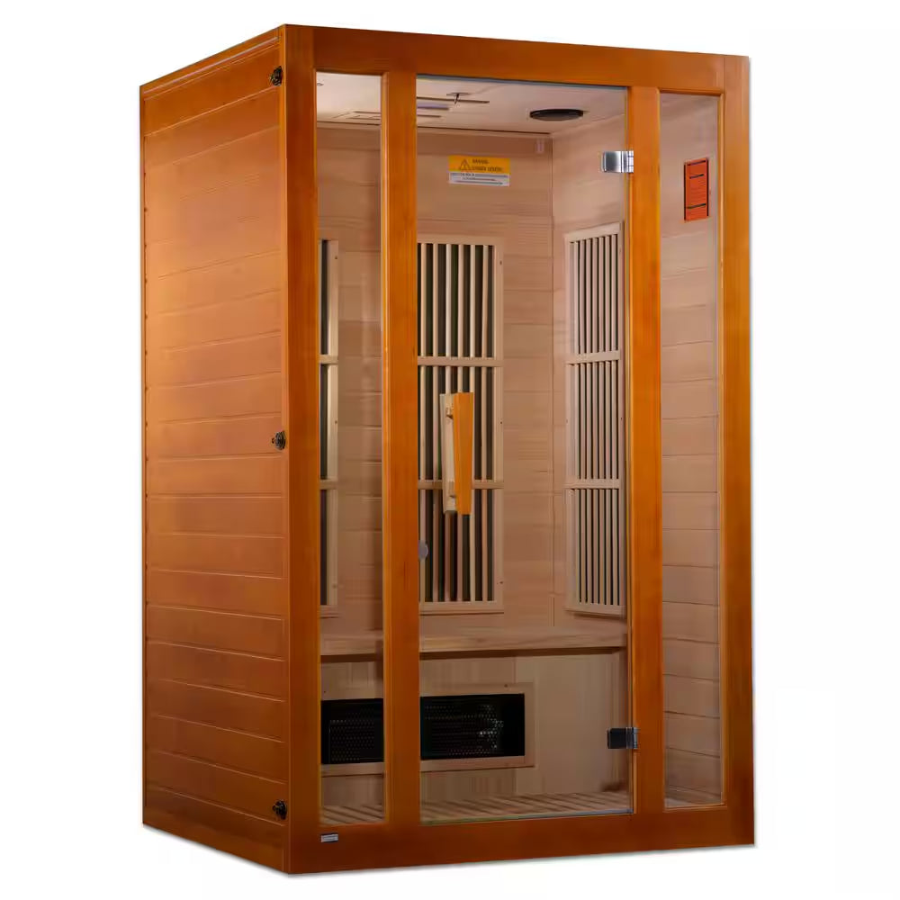 Aspen Upgraded 2 Person Infrared Sauna 6 Dual Tech Infrared Heaters, Red Light and Chromotherapy with Sound System
