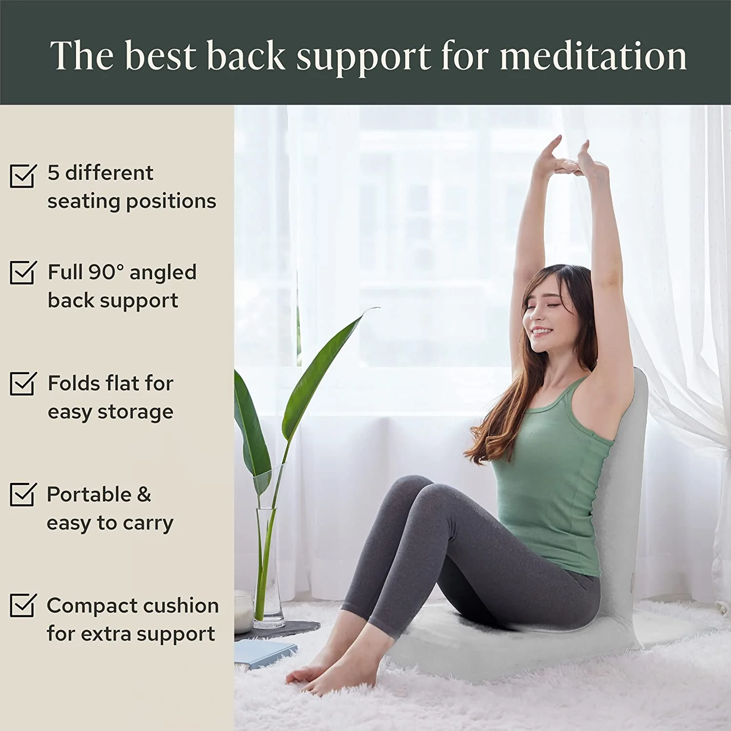 Meditation Chair with Back Support & Bonus Buckwheat Meditation Cushion