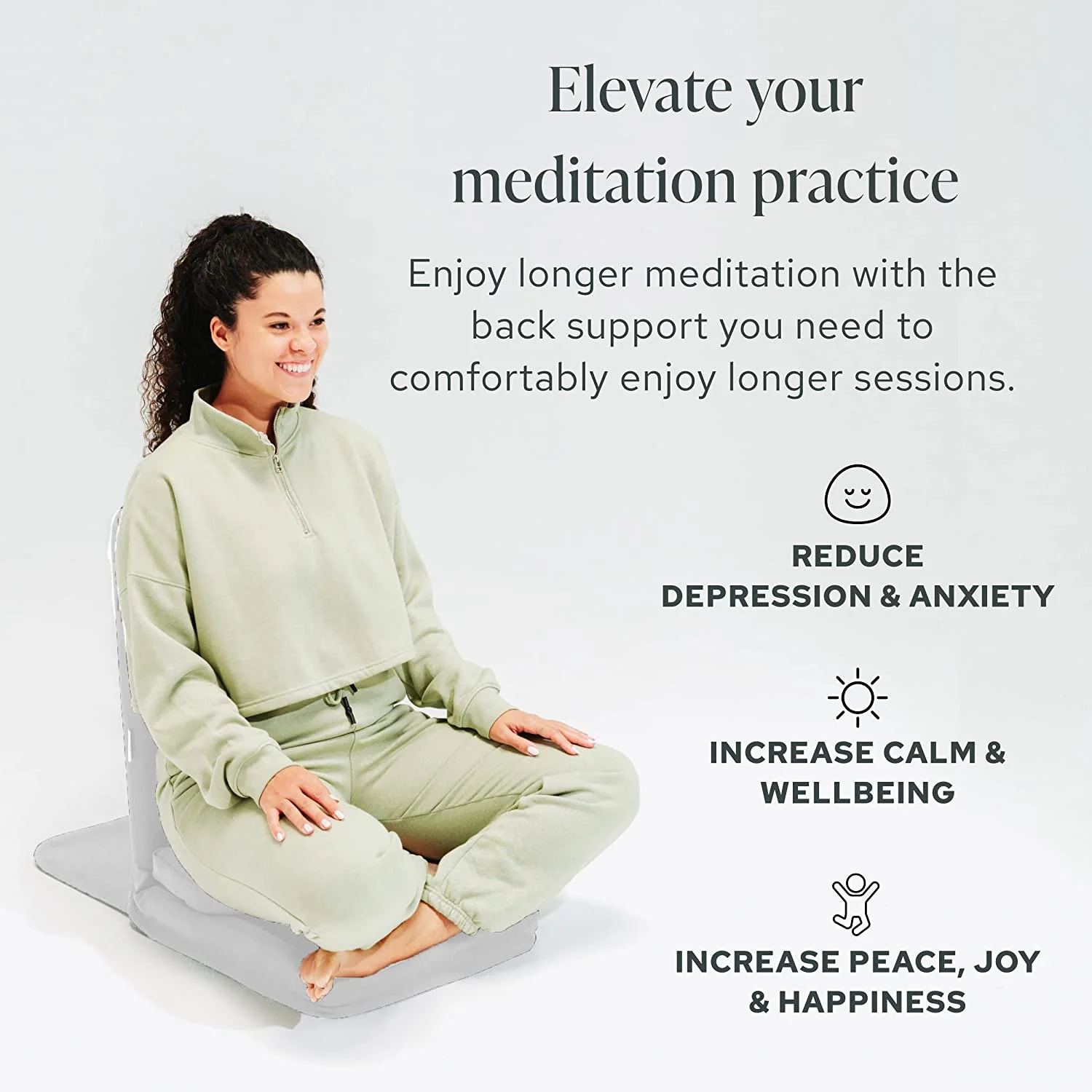 Meditation Chair with Back Support & Bonus Buckwheat Meditation Cushion