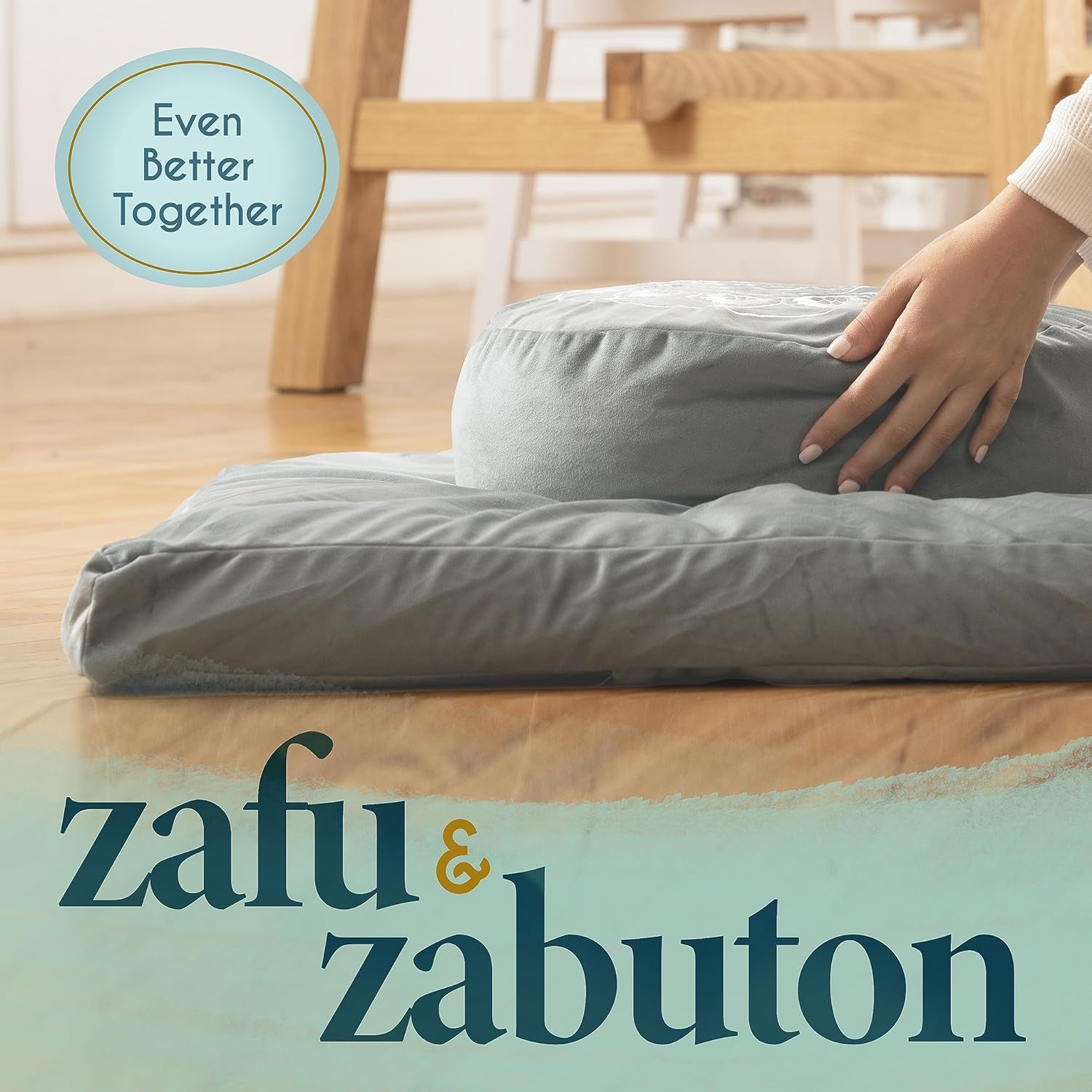 Meditation Cushion - Comfortable Floor Pillow - Traditional Tibetan Meditation Pillow with Beautiful Velvet Cover - Large Floor Cushion Seating for Adults - Premium Yoga Buckwheat Bolster