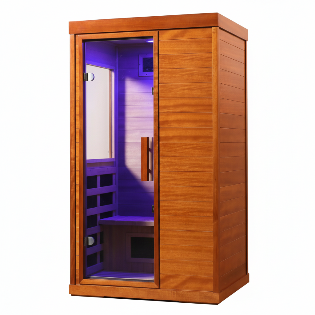 Dry Sauna for Home, 1120W Far Infrared Saunabox with 7-Color Therapy Light, 1-Person Indoor Sauna Room W/ Red Light Therapy, Bluetooth Audio, LED Reading Light, 77-140℉, Multi-Function Settin
