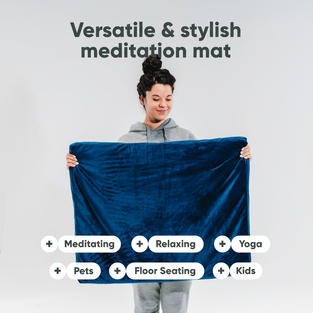 Mindful & Modern Zabuton Meditation Mat - Cotton Filled Yoga and Meditation Pad - Zabuton Meditation Cushion for Kneeling and Sitting Support - Large Rectangular Sitting Floor Pillow for Bench or Zafu