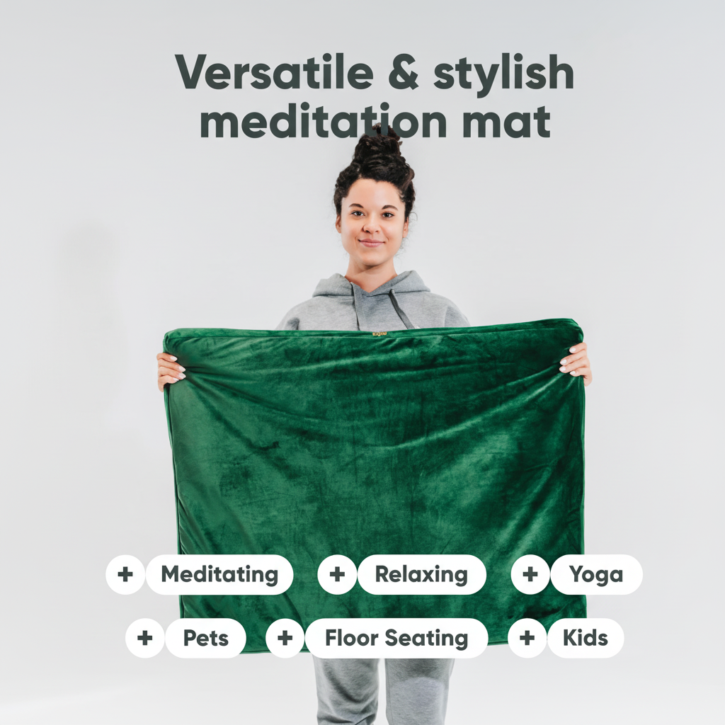 Mindful & Modern Zabuton Meditation Mat - Cotton Filled Yoga and Meditation Pad - Zabuton Meditation Cushion for Kneeling and Sitting Support - Large Rectangular Sitting Floor Pillow for Bench or Zafu