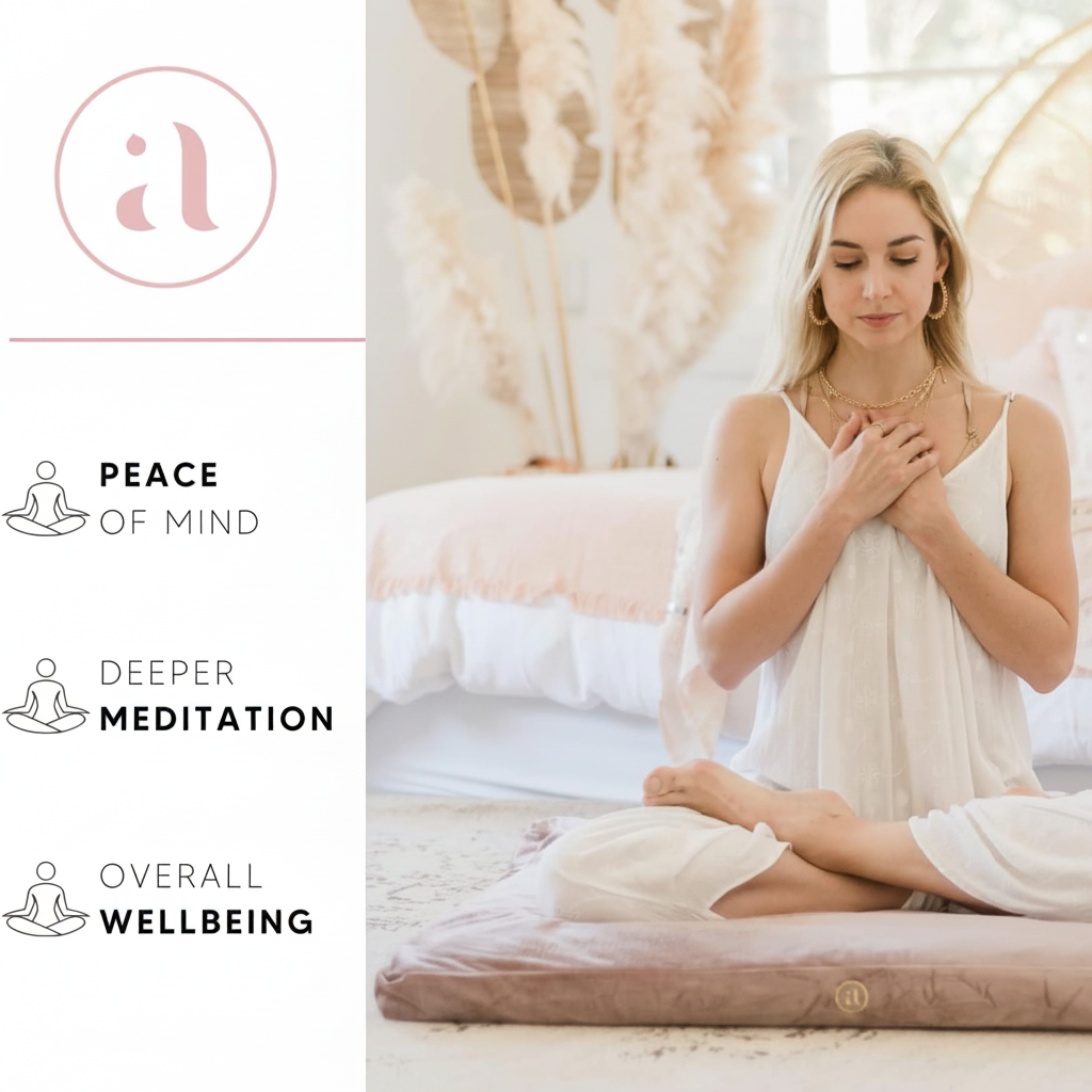 Velvet Zabuton Meditation Mat - Luxurious Meditation Cushion Floor Pillow - Zabuton Meditation Cushion Large - 100% Cotton Filling (Rose Quartz)