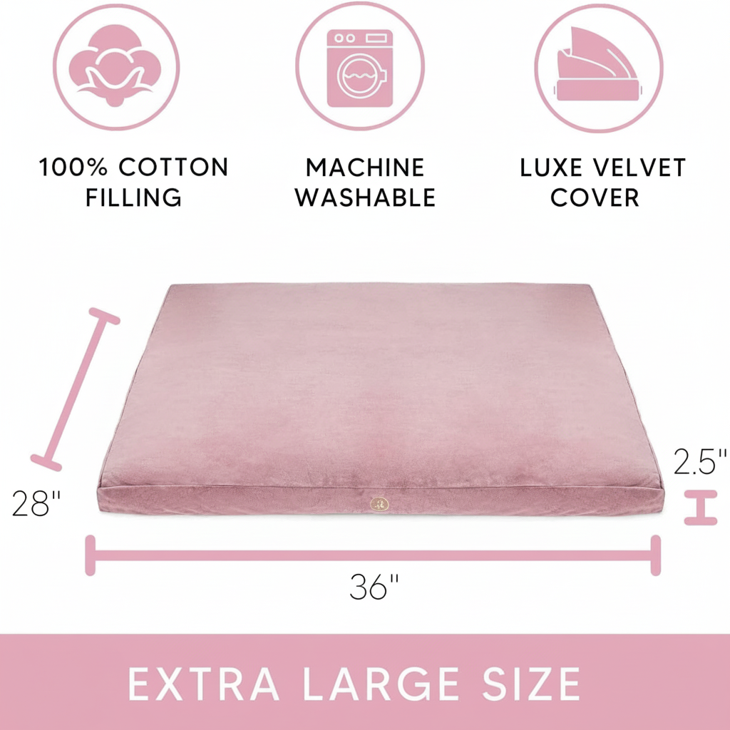 Velvet Zabuton Meditation Mat - Luxurious Meditation Cushion Floor Pillow - Zabuton Meditation Cushion Large - 100% Cotton Filling (Rose Quartz)