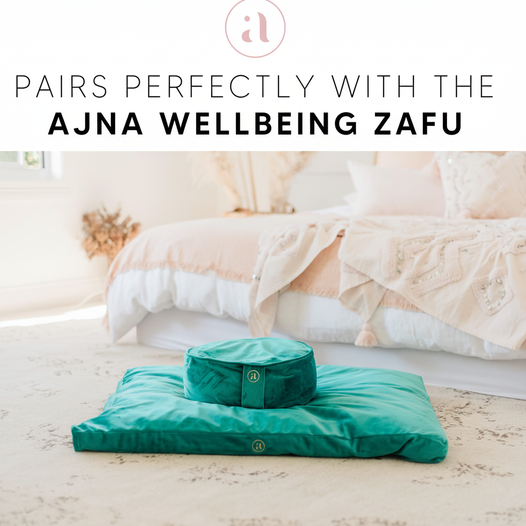 Velvet Zabuton Meditation Mat - Luxurious Meditation Cushion Floor Pillow - Zabuton Meditation Cushion Large - 100% Cotton Filling (Emerald)